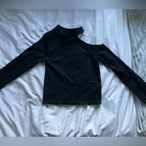 Black Stretchy Shirt with Cut Out